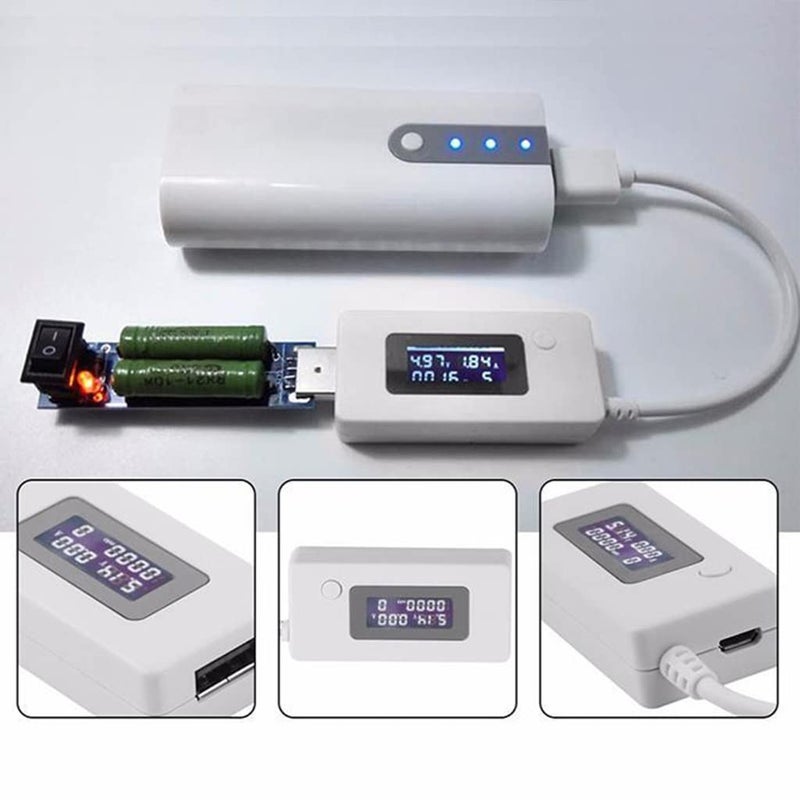 White USB Power Capacity Tester Voltage Amps Meter LCD Panel Monitor Gauge Voltmeter Ammeter - Image 5
